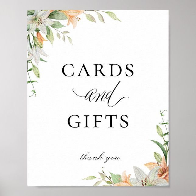 Modern Botanical Floral Lily Cards Gifts Sign (Front)