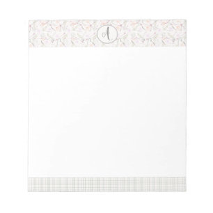 Modern Botanical Floral Monogrammed Elegant Notepa Notepad