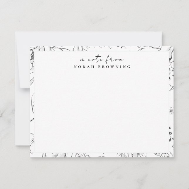 Modern Botanical Floral Personalised Stationery Card (Front)