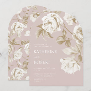 Modern Botanical Floral Roses Wedding Invitation