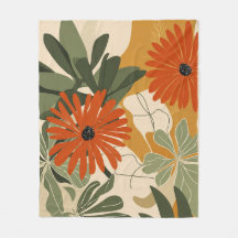 Modern Botanical Floral Throw Blanket | Vintage