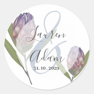 Modern Botanical Floral Watercolor Wedding Classic Round Sticker