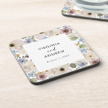 Modern Botanical Floral Wedding Coaster<br><div class="desc">Protect your surfaces in style with these custom wedding coasters, featuring a chic boho-inspired design of hand-painted watercolor florals in creamy ivory, sage green, rich burgundy, and dusty blue. The delicate floral pattern adds a touch of sophistication to your reception, while the high-quality material ensures durability. Perfect for cocktail hours...</div>