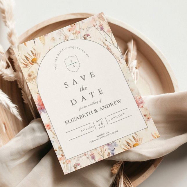 Modern Botanical Floral Wedding Save The Date (Creator Uploaded)
