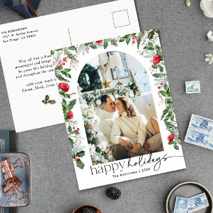 Modern Botanical Foliage Arch 1 Photo Holiday Postcard