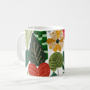Modern Botanical Foliage Floral Pattern Coffee Mug