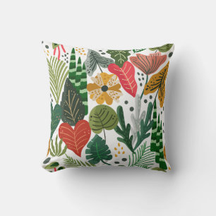Modern Botanical Foliage Floral Pattern Cushion