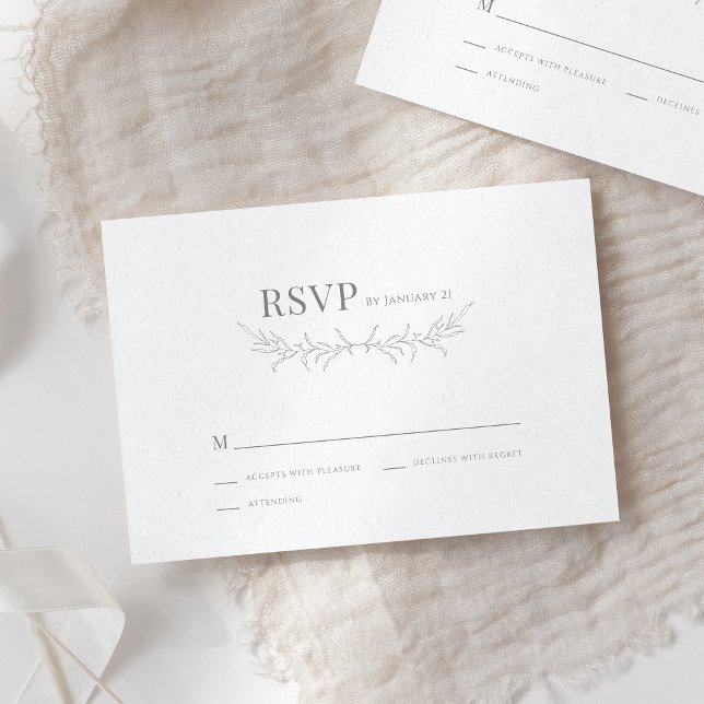Modern Botanical Foliage Sketch Drawing Elegant RSVP Card (Creator Uploaded)