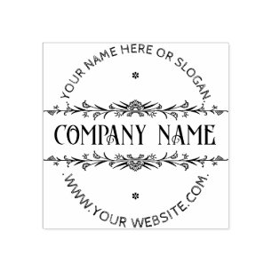 MODERN BOTANICAL FRAME Personalised business Logo  Rubber Stamp