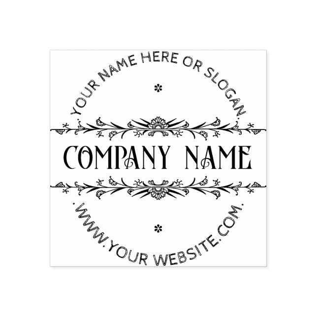 MODERN BOTANICAL FRAME|Personalised business Logo  Rubber Stamp (Imprint)