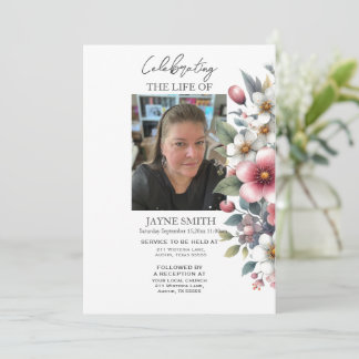 Modern botanical funeral memorial service e-vite invitation