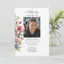 Modern botanical funeral memorial service e-vite