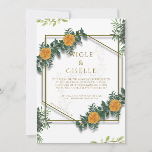 Modern Botanical Geometric Floral Wedding Invitation