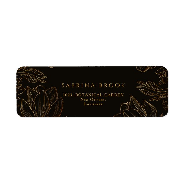 Modern Botanical Golden Floral Wedding Address (Front)