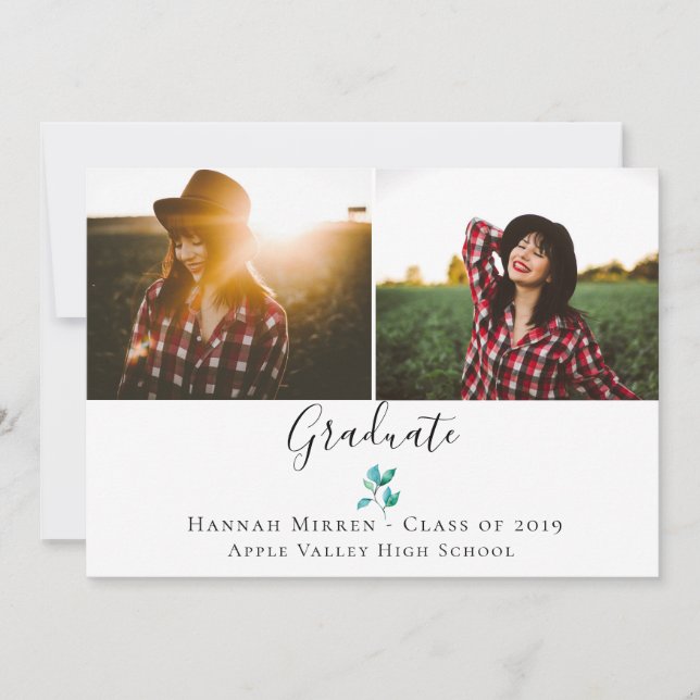Modern Botanical Graduation Photo Announcement (Front)