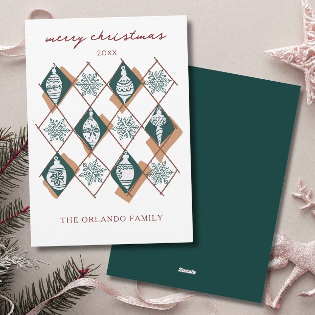 Modern Botanical Gree Merry Christmas Holiday Card (Creator Uploaded)