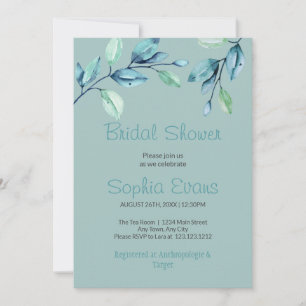Modern Botanical Green Leaves Green Bridal Shower Invitation
