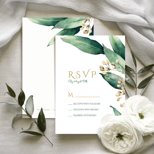 Modern botanical greenery rustic wedding RSVP (Modern botanical greenery rustic wedding RSVP)