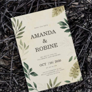 Modern Botanical Greenery Save the Date Invitation