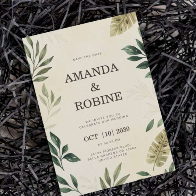 Modern Botanical Greenery Save the Date Invitation (Creator Uploaded)