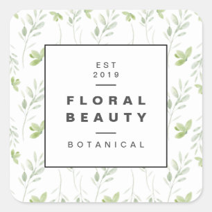 Modern Botanical Greenery Square Sticker