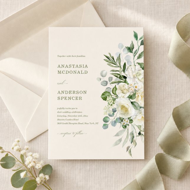 Modern Botanical Greenery Wedding Invitation (Creator Uploaded)