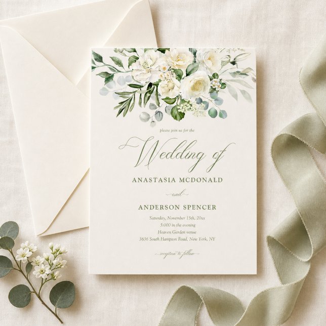Modern Botanical Greenery Wedding Invitation (Creator Uploaded)