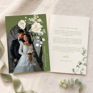 Modern Botanical Greenery Wedding Thank You Card