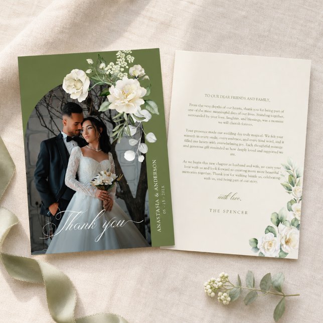 Modern Botanical Greenery Wedding Thank You Card (Creator Uploaded)