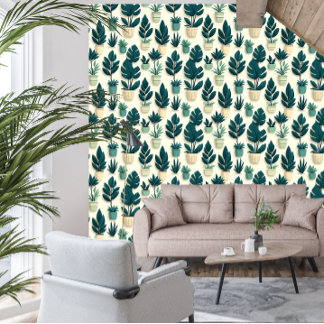 Modern Botanical Houseplant for Luxury Airbnb Wallpaper