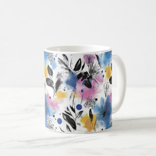 Modern Botanical in Magenta Blue & Mustard Coffee Mug