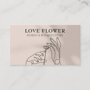Modern Botanical: Ivory Beige Hands and Flower Business Card