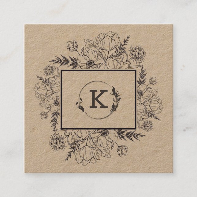 Modern Botanical kraft Paper Business Card (Front)