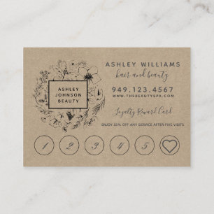 Modern Botanical Kraft Salon Loyalty Card
