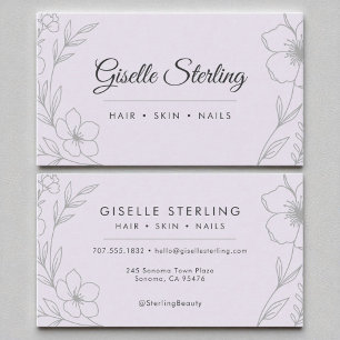 Modern Botanical Lavender Purple Name Typography Business Card