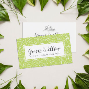 Modern Botanical Leaf Branches Green Minimalist Business Card
