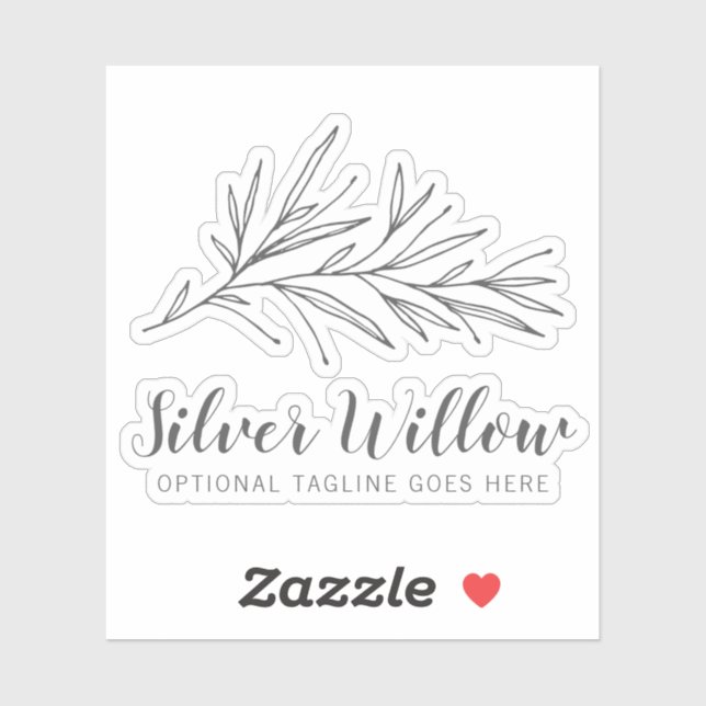 Modern Botanical Leaf Branches Silver Minimal Logo (Sheet)