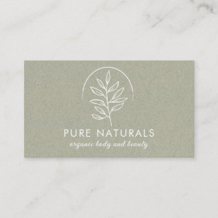 Modern Botanical Leaf Logo Simple Natural Green  Business Card