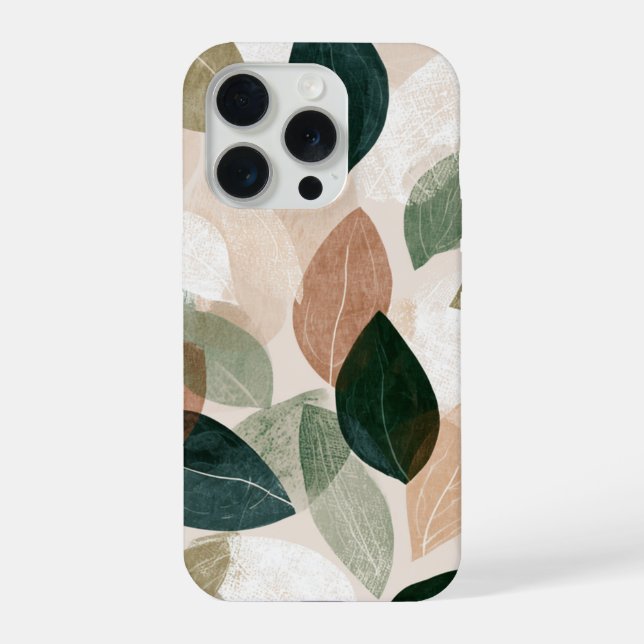 Modern Botanical Leaf Phone Case – Earth Tone  (Back)
