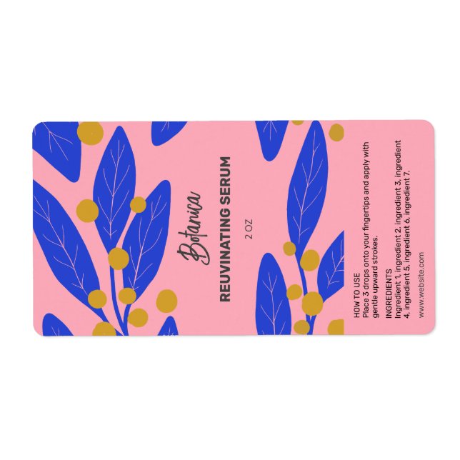 Modern Botanical Leaf Serum Dropper Bottle Labels (Front)