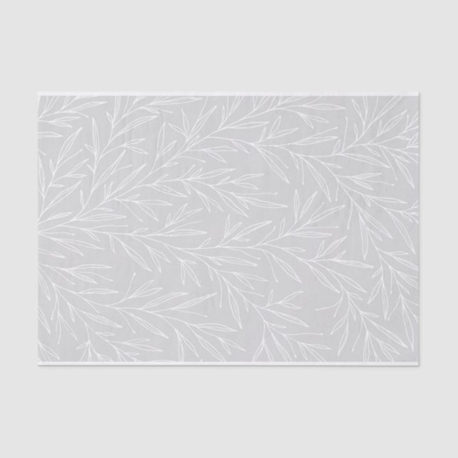 Modern Botanical Leaf Silver Wedding Tissue Paper (Front)