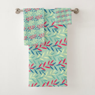 Modern Botanical Leaf Vines Seamless Pattern Art Bath Towel Set