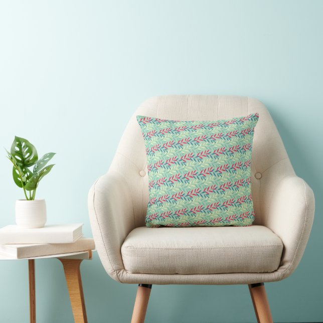 Modern Botanical Leaf Vines Seamless Pattern Art Cushion (Chair)