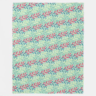 Modern Botanical Leaf Vines Seamless Pattern Art Fleece Blanket