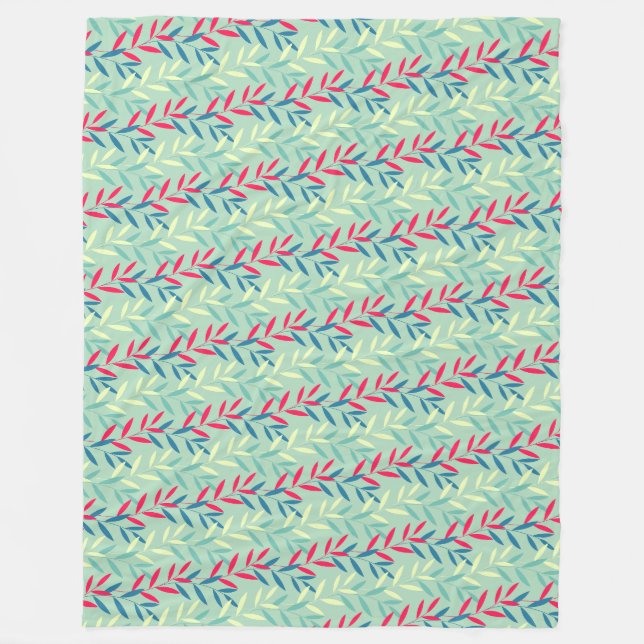 Modern Botanical Leaf Vines Seamless Pattern Art Fleece Blanket (Front)