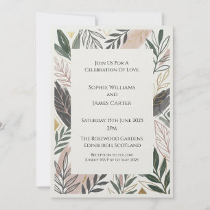 Modern Botanical Leaf Wedding Invitation