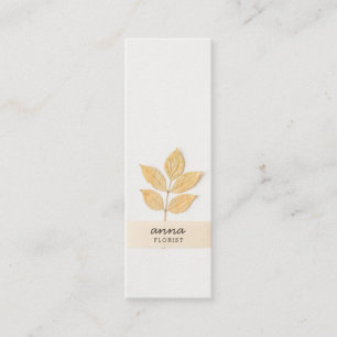 Modern botanical leaves elegant grey simple rustic mini business card