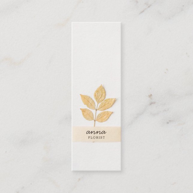Modern botanical leaves elegant grey simple rustic mini business card (Front)