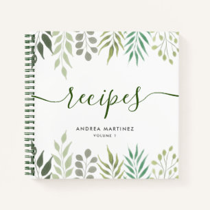 Modern Botanical Leaves Foliage Recipies Notebook