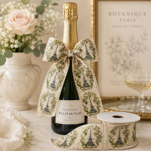 Modern Botanical Leaves French Paris Eiffel Tower  Satin Ribbon